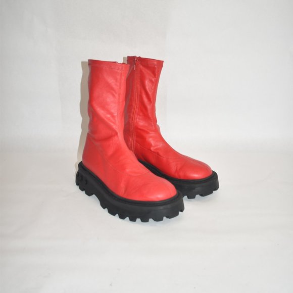 SIMON MILLER Vegan Leather Scrambler Boot Boots Red Size 39 9 US - Picture 2 of 10